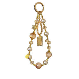 2025年新款手机链挂件招财算盘汽车钥匙扣链挂脖水晶珍珠斜跨挂链