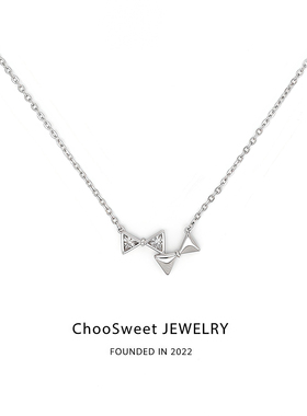 「Twins·蝴蝶结」ChooSweet纯银项链女生轻奢小众高级感锁骨链