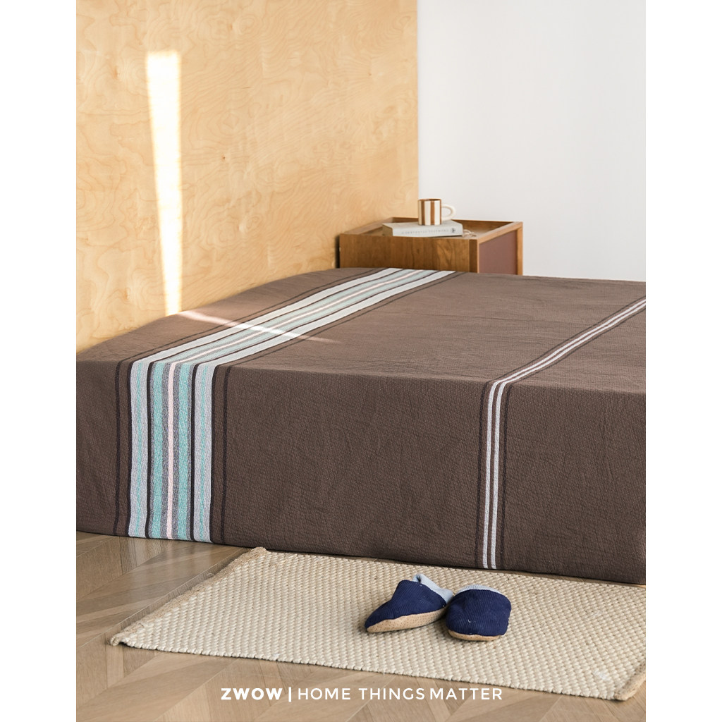 造卧zwow【乔克棕】中古风条纹全棉纯棉多功能盖毯床盖沙发巾毯子,床上用品,休闲毯/毛毯/绒毯,淘宝优惠券,粉丝福利购,淘宝优惠卷