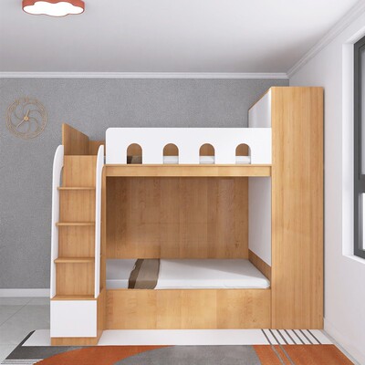 一儿一女上下床榻榻米男童双层姐弟床s型同宽互不干扰衣柜子母床