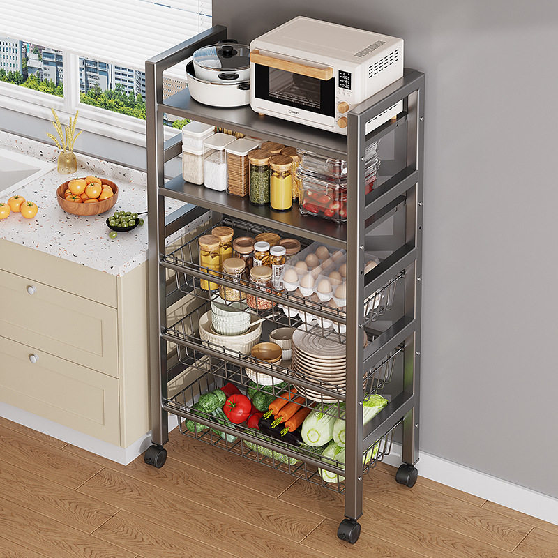 家用厨房多层微波炉置物架可移动落地锅架碳钢收纳菜篮烤箱架子,厨房/烹饪用具,微波炉置物架,淘宝优惠券,粉丝福利购,淘宝优惠卷