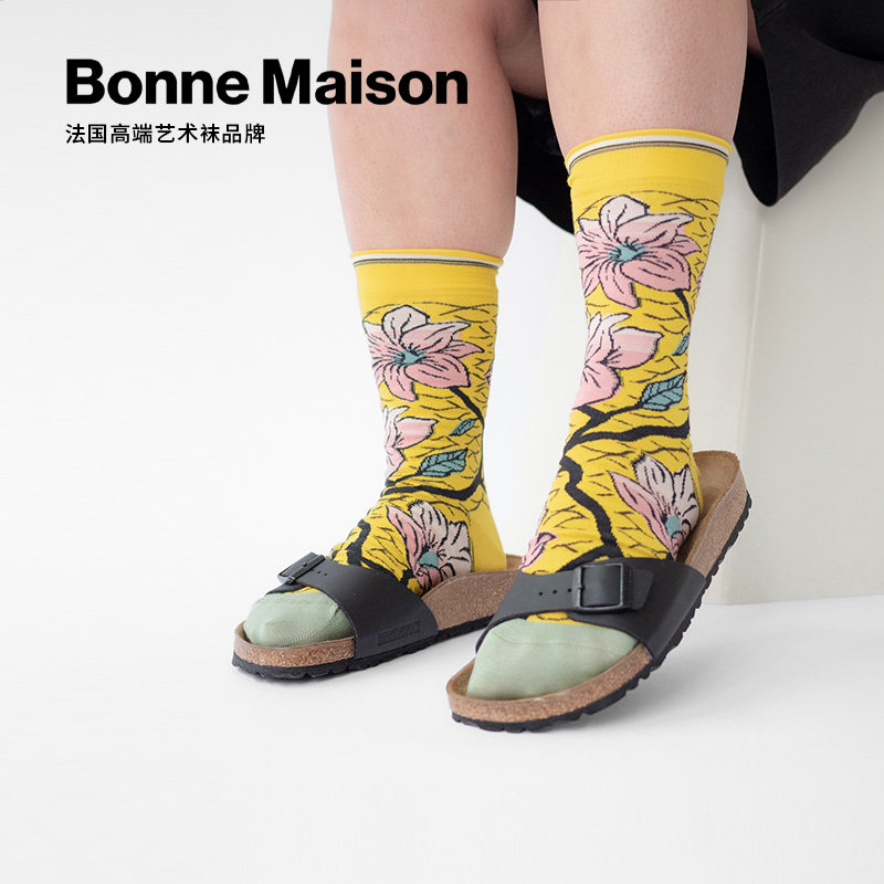 BONNE MAISON法国进口设计师潮牌炸街彩袜光影中袜四季搭网红棉袜