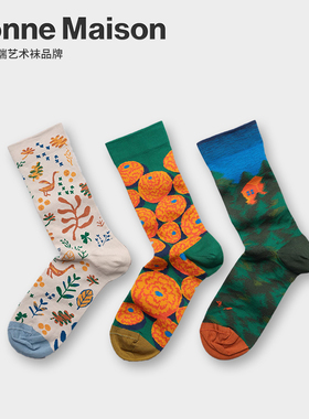 BONNE MAISON法国进口设计师潮牌炸街彩袜极光春秋冬搭网红中筒袜