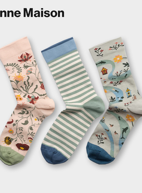 BONNE MAISON法国进口设计师潮牌炸街彩袜河流中袜四季网红短棉袜