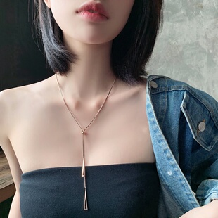 极简风钛钢可调节颈链几何吊坠chocker男女情侣可戴项链轻便短款