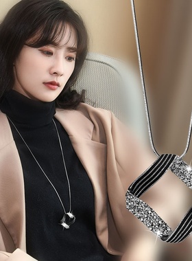 韩版几何线条长款毛衣链女秋冬