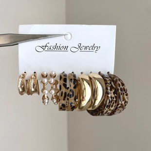 string耳饰 pearl Vintage古着 Leopard