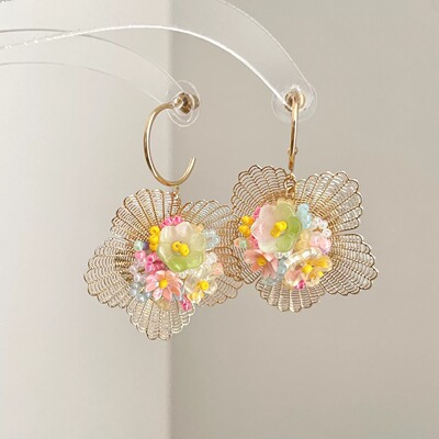 Vintage古着 Shallow sea flowers耳饰