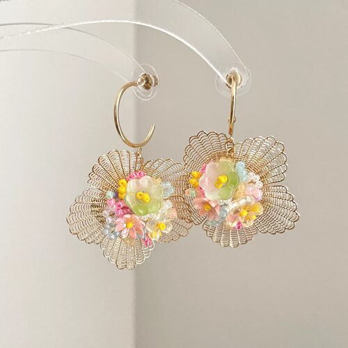 Vintage古着 Shallow sea flowers耳饰