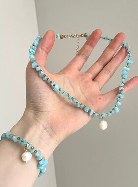 Vintage古着 Blue shell pearl套装