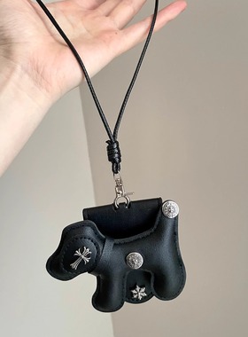 Vintage古着 Black leather puppy项链