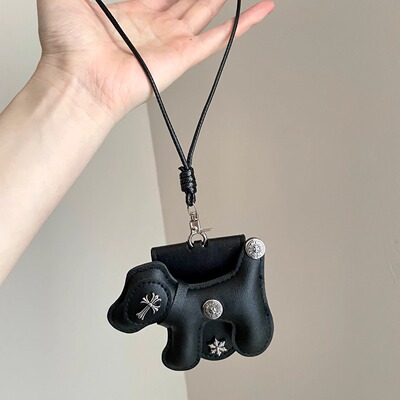 Vintage古着 Black leather puppy项链