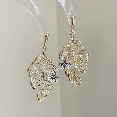 Vintage古着 Dead leaf butterfly dance耳饰