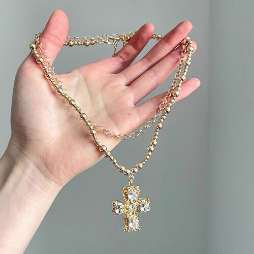 Vintage古着 Gold-plated cross项链