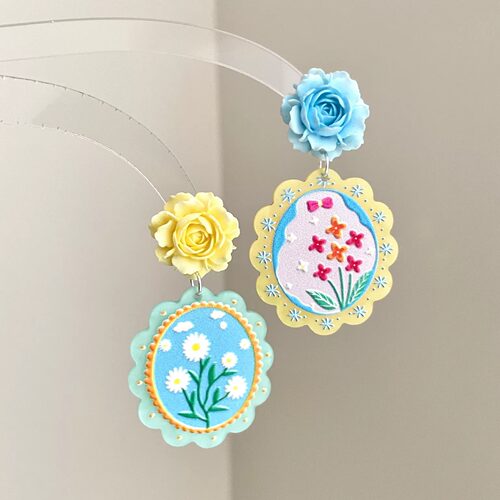 Vintage古着 Dream flower world耳饰