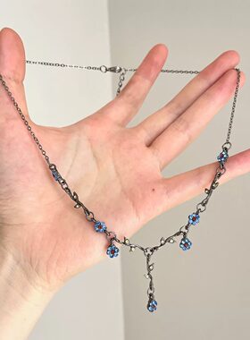 Vintage古着 Blue oil dripping plum blossom项链