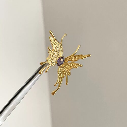 Vintage古着 Purple golden butterfly戒指