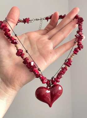 Vintage古着 Beaded lacquered love项链