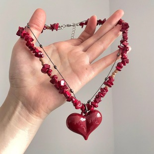 Vintage古着 Beaded lacquered love项链