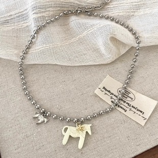 Vintage古着 pony项链 Beige