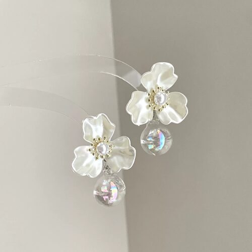 Vintage古着 Flower dew bubble shadow耳饰