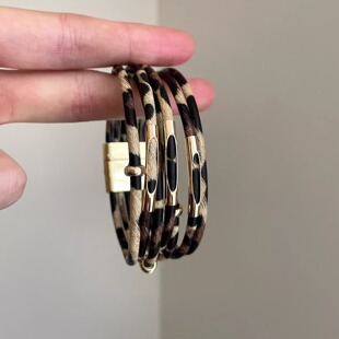 Vintage古着 Leopard-print belt手环