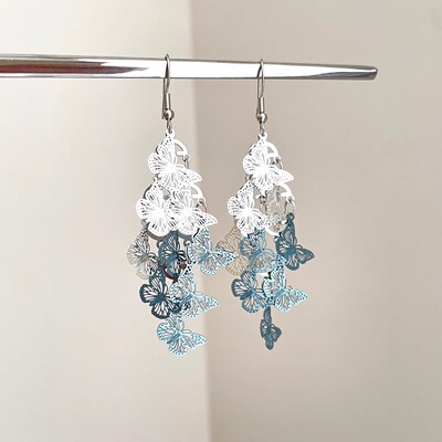 Vintage古着 Mirror Flower Butterfly Dream耳饰