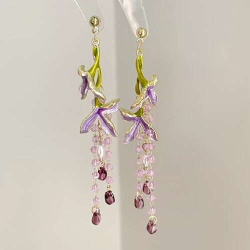 Vintage古着 Morning dew purple kis耳饰