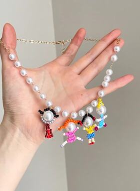 Vintage古着 Colorful hand in hand项链