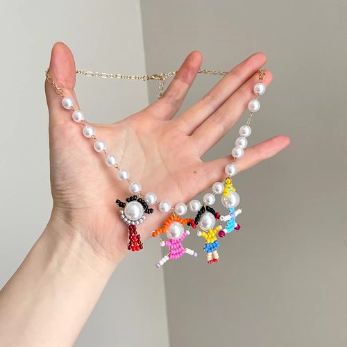 Vintage古着 Colorful hand in hand项链