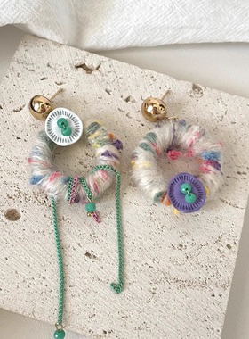 Vintage古着 Wool winding耳饰