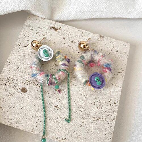 Vintage古着 Wool winding耳饰