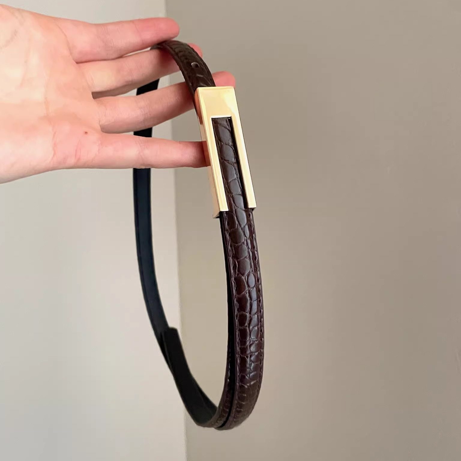 Vintage古着 Crocodile pattern thin belt腰带