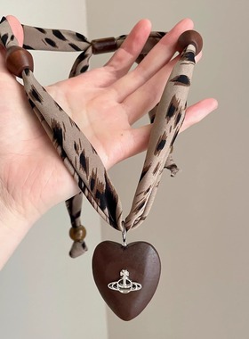 Vintage古着 Wave-dot leopard-print love项链