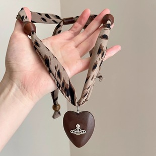 print Vintage古着 leopard dot love项链 Wave