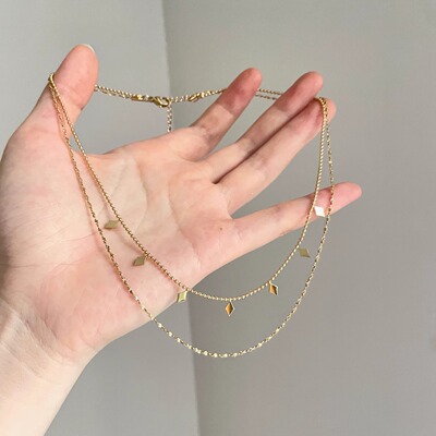 Vintage古着 Diamond-shaped sequins项链