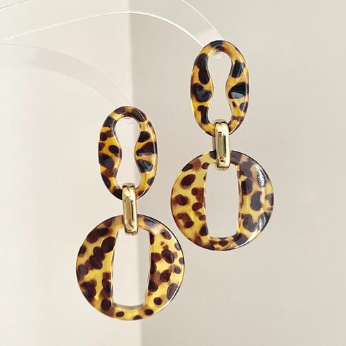 Vintage古着 Wild leopard sunset耳饰