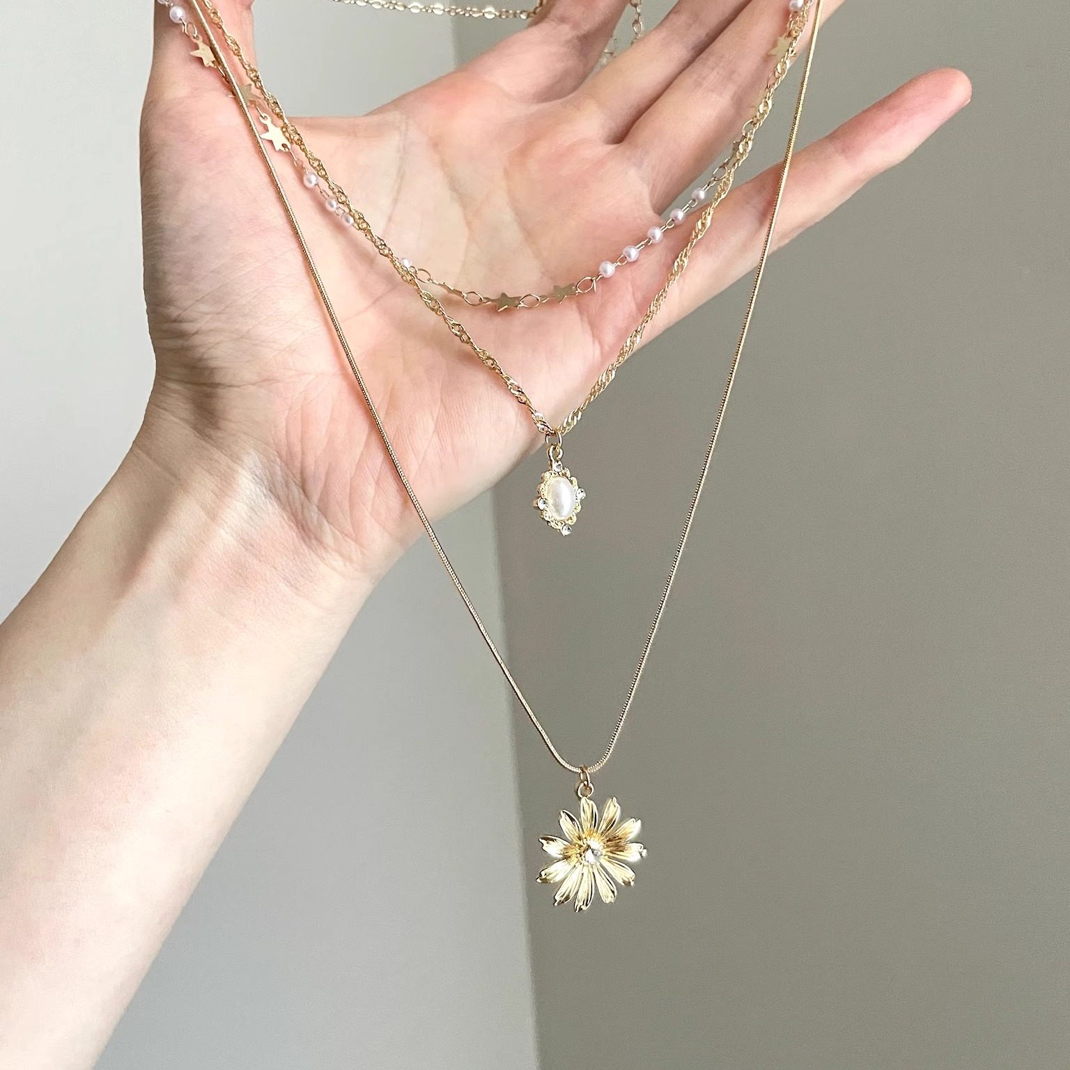 Vintage古着 Flower on the star项链