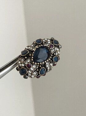 Vintage古着 Bohemian blue diamond pine stone戒指