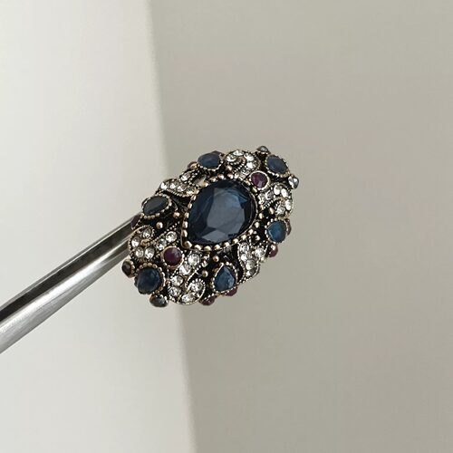 Vintage古着 Bohemian blue diamond pine stone戒指