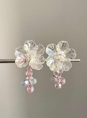 Vintage古着 Glazed flower tassels耳饰