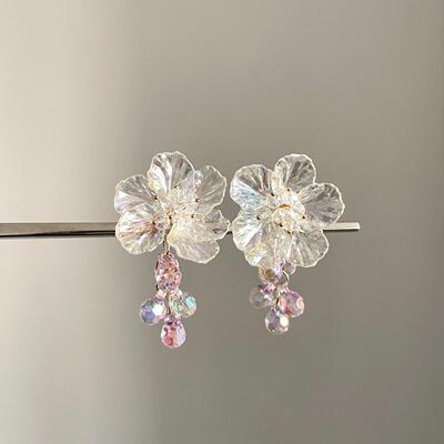 Vintage古着 Glazed flower tassels耳饰