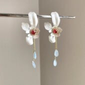 white Vintage古着 flower feathers耳饰 The