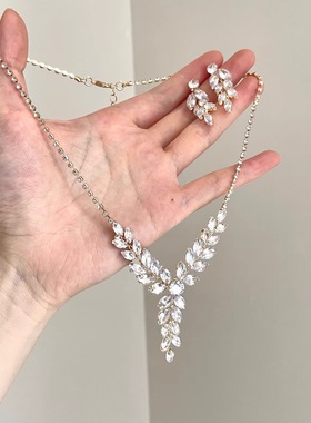 Vintage古着 Court style zircon leaves套装