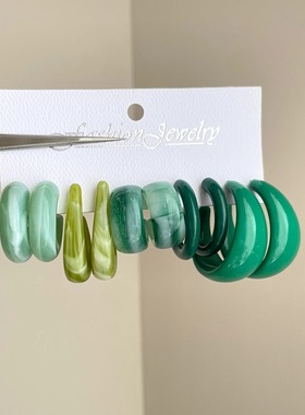 Vintage古着 Unique green blooming耳饰