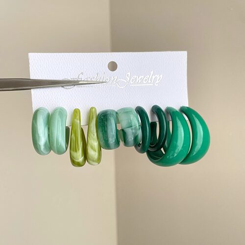 Vintage古着 Unique green blooming耳饰