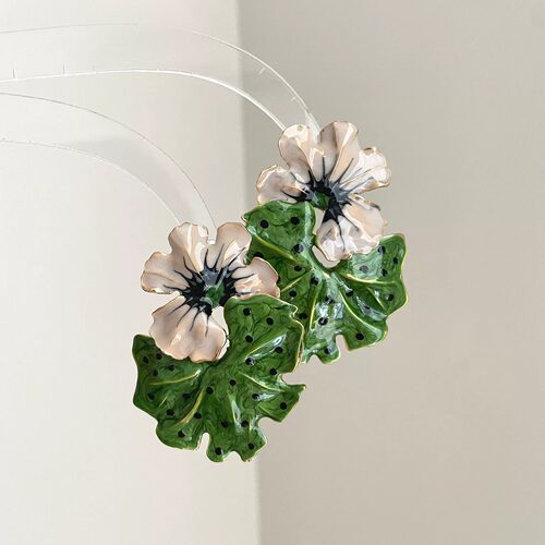 Vintage古着 Dropping oil leaves and flowers耳饰