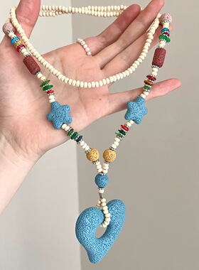 Vintage古着 Dopamine Volcanic Stone Blue Heart项链
