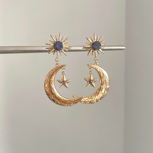 Vintage古着 Gold-plated crescent moon耳饰