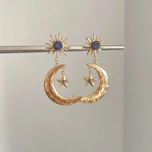 Vintage古着 Gold-plated crescent moon耳饰